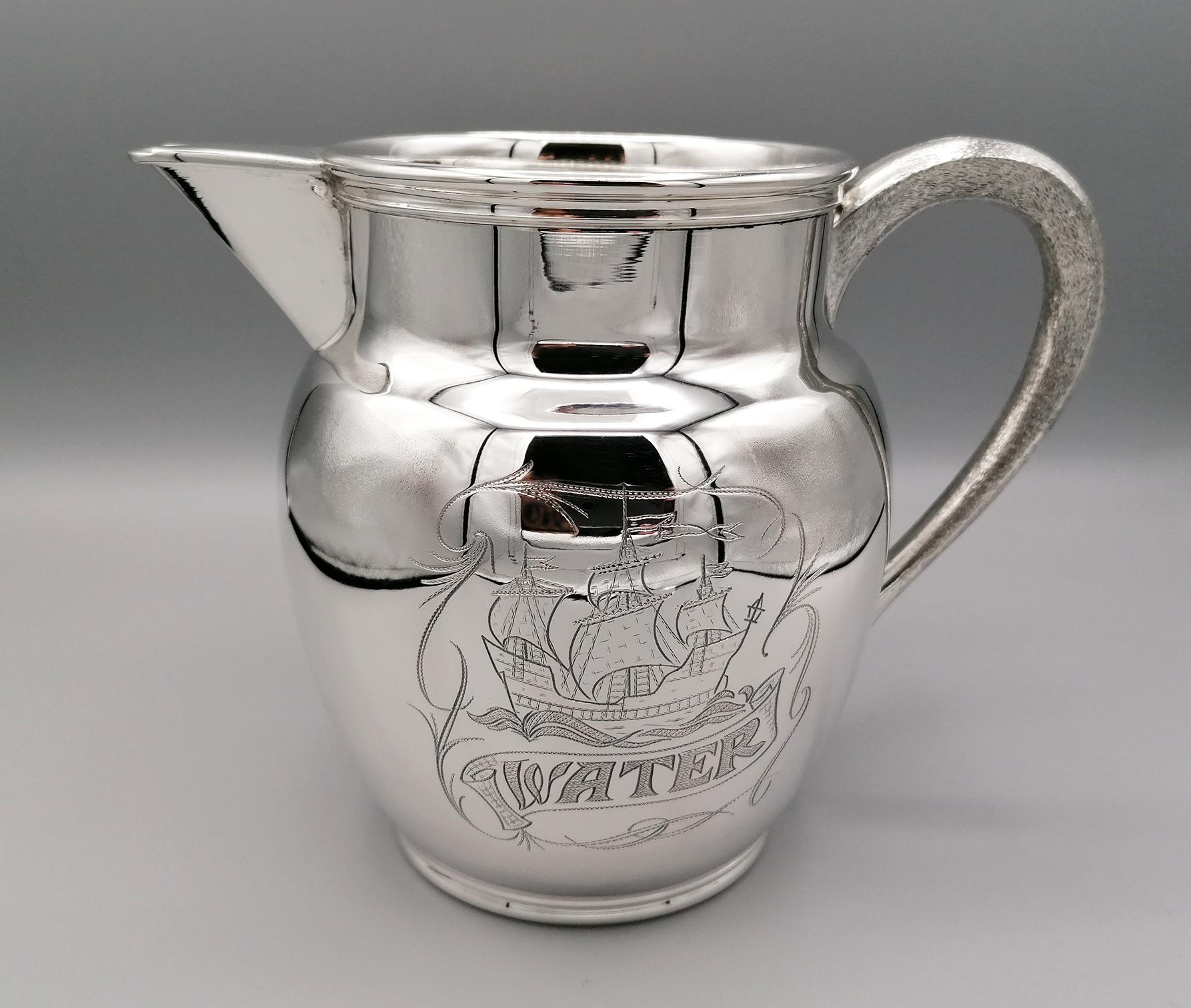 20th Century Italian Solid Silver Water Jug For Sale 1
