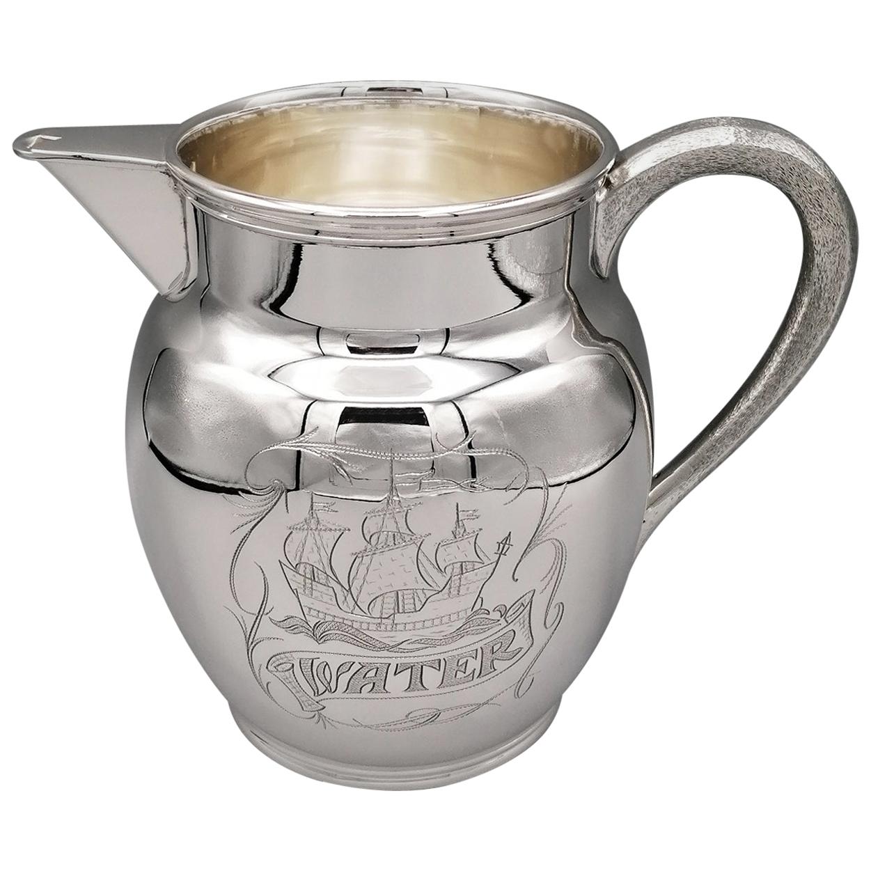 20th Century Italian Solid Silver Water Jug