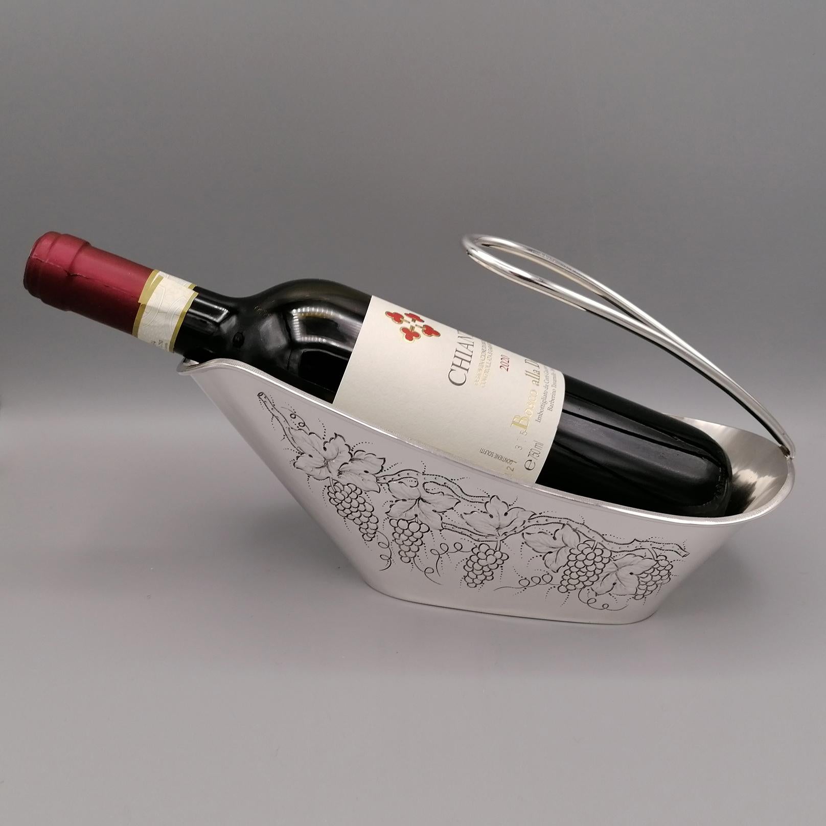 20th Century Italian Solid Silver Wine Bottle Holder 10