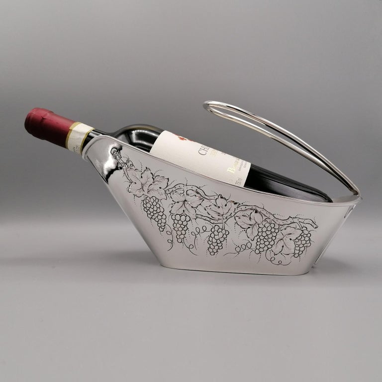 20th Century Italian Solid Silver Wine Bottle Holder For Sale at