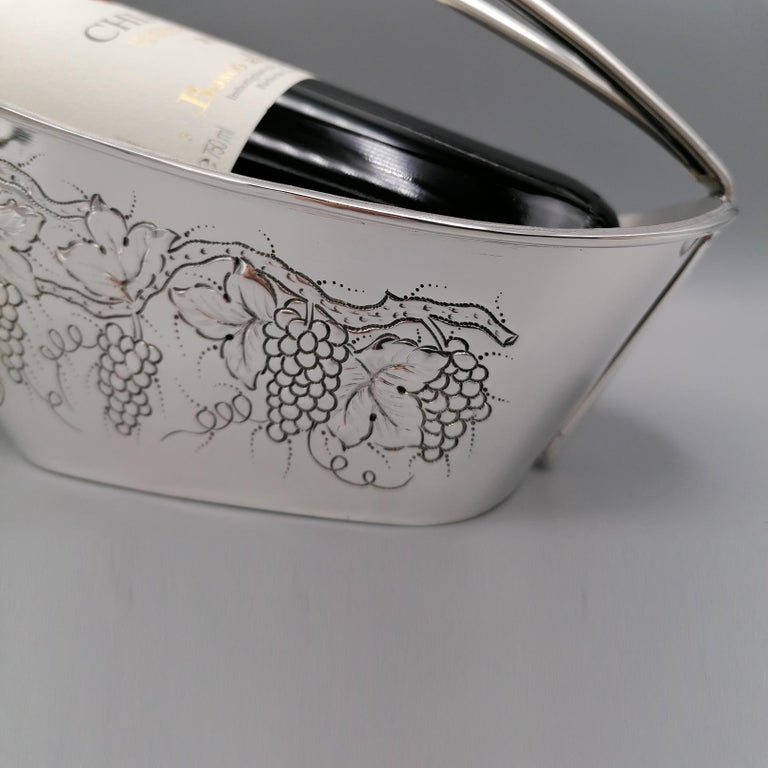 20th Century Italian Solid Silver Wine Bottle Holder For Sale at