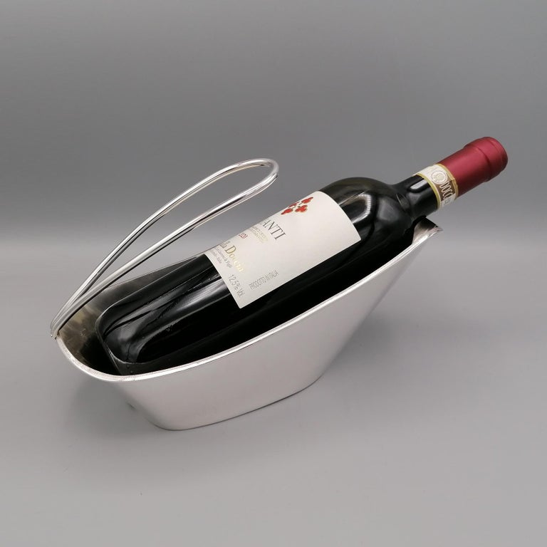 20th Century Italian Solid Silver Wine Bottle Holder For Sale at