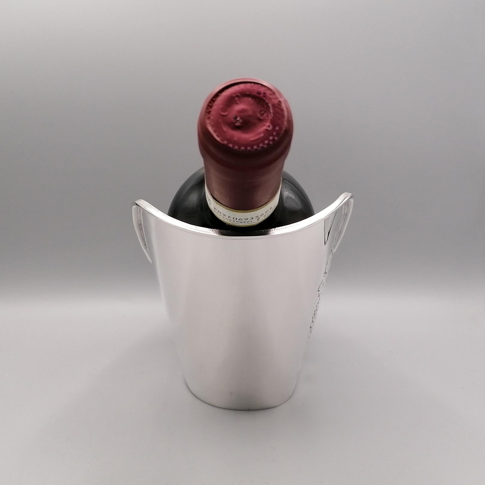 Late 20th Century 20th Century Italian Solid Silver Wine Bottle Holder