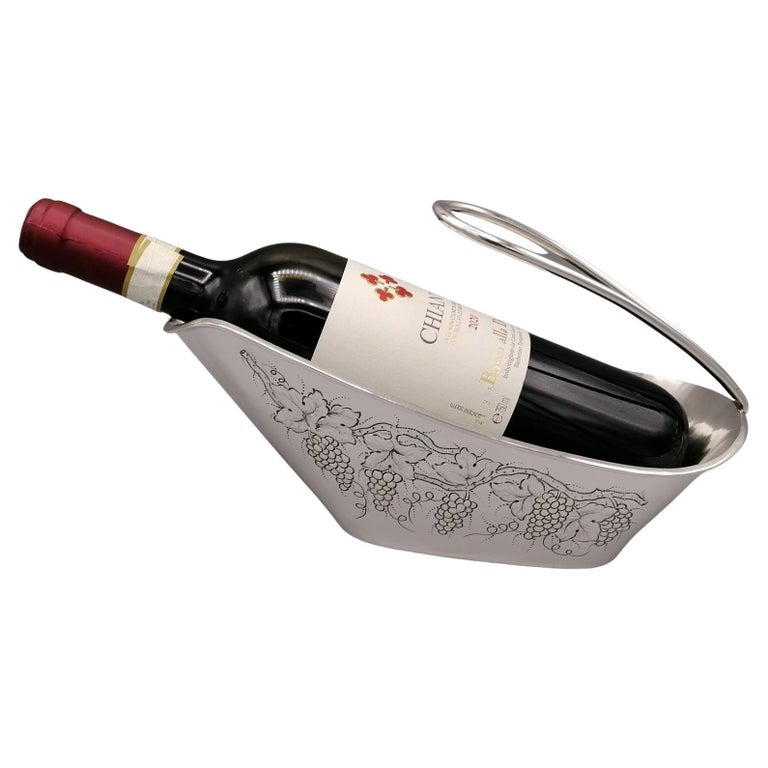 20th Century Italian Solid Silver Wine Bottle Holder For Sale at