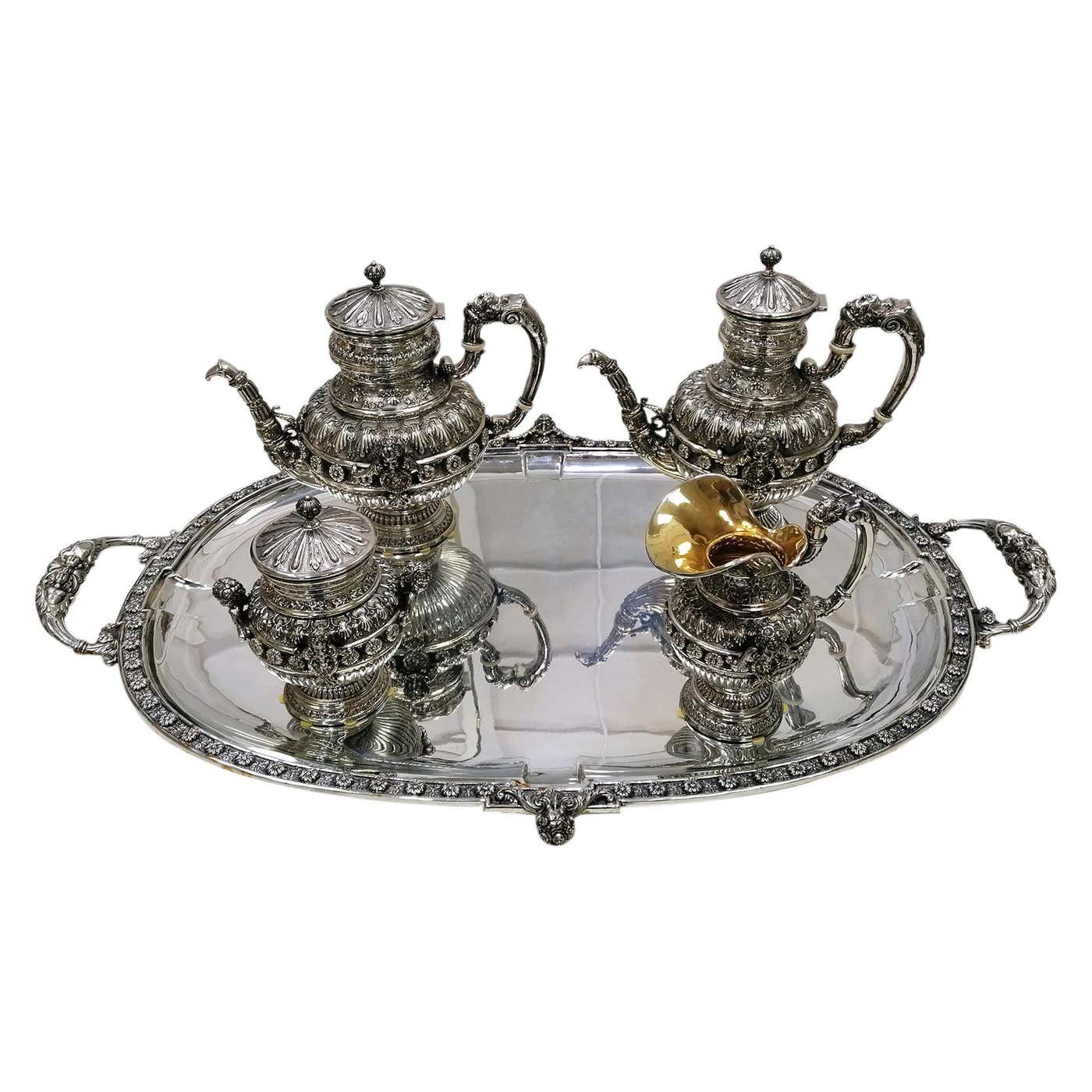 20th Century Italian Solid Sterling Silver Tea, Coffeset with Tray For ...