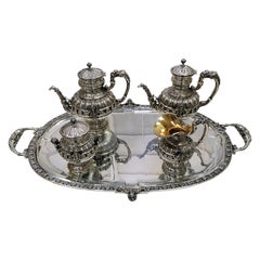 Retro 20th Century Italian Solid Sterling Silver Tea, Coffeset with Tray