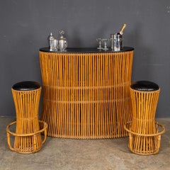 20th Century Italian Standing Bamboo Dry Bar & Stools, c.1960