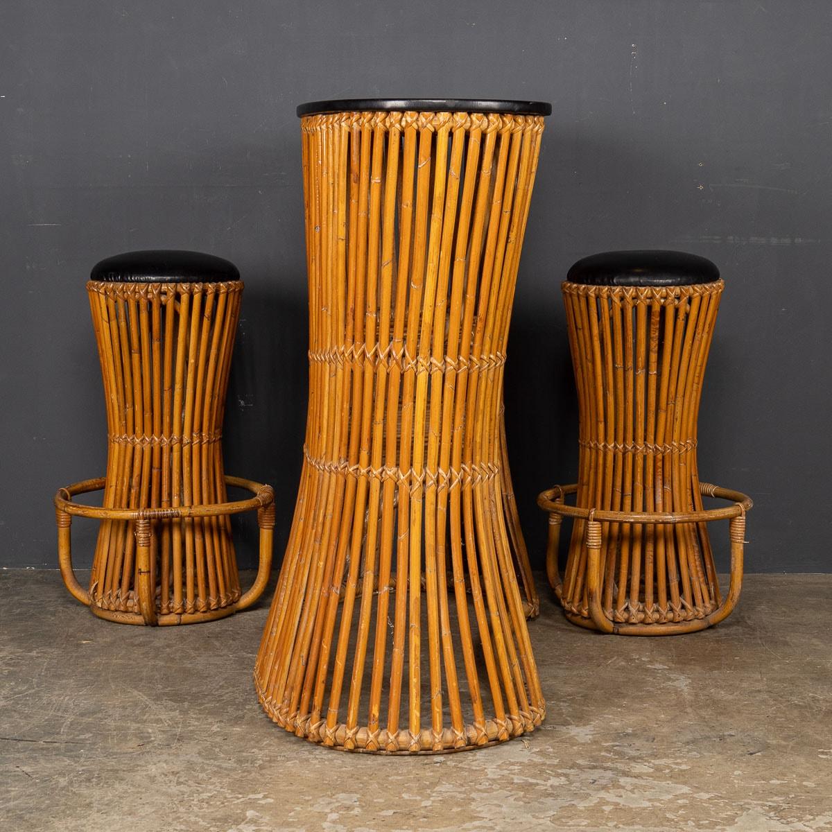 20th Century Italian Standing Bamboo Dry Bar & Stools, c.1960 For Sale 1