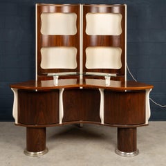 20th Century Italian Standing Dry Bar In Hardwood & Cream Laminate c.1970