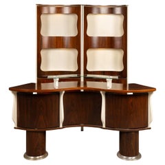 20th Century Italian Standing Dry Bar In Hardwood & Cream Laminate c.1970