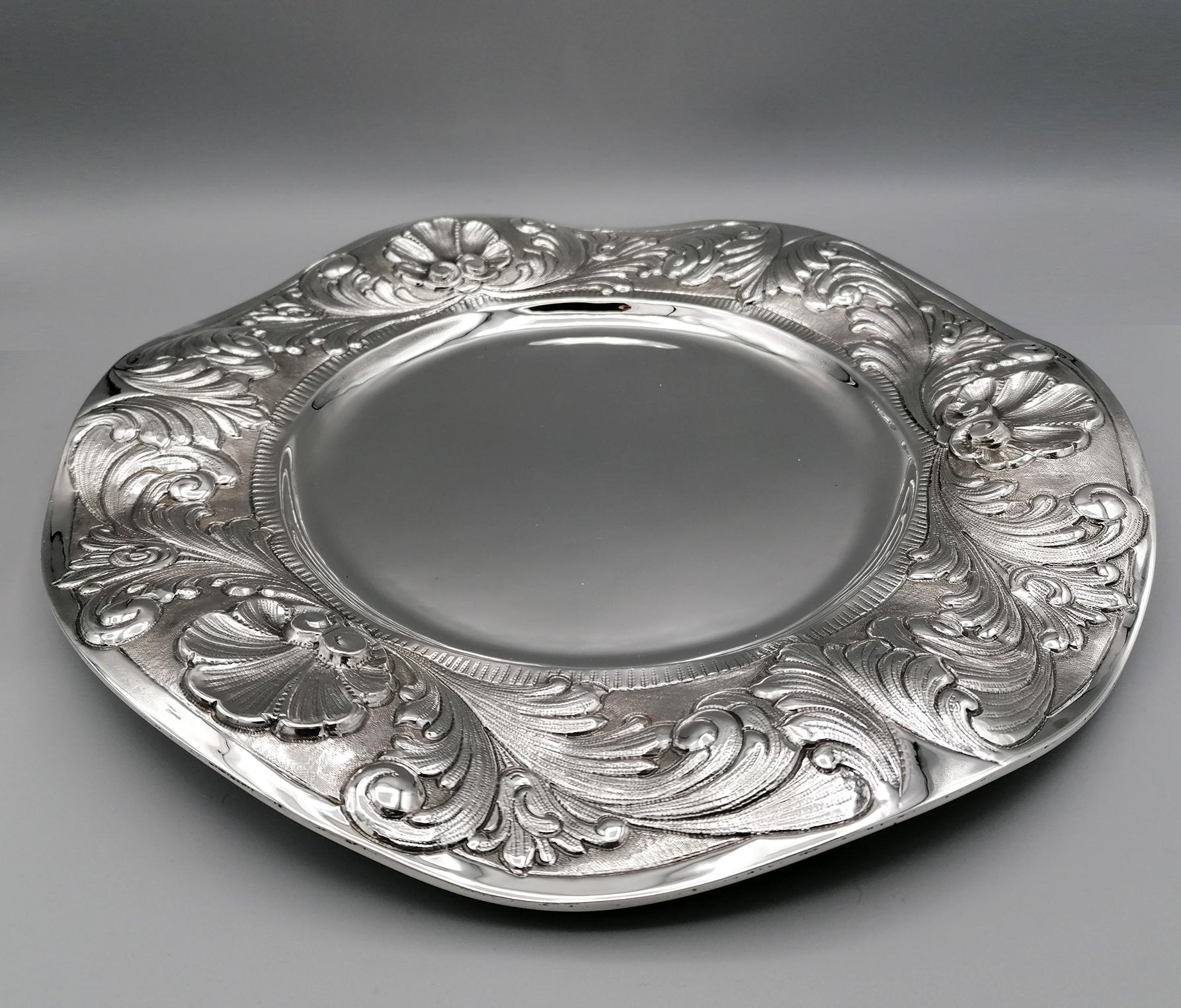 20th Century Italian Stering Silver Baroque revival round Tureen plus dish For Sale 7