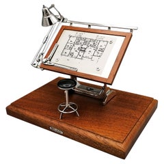 20th century Italian Sterlig Silver and Walnut Roots Miniature Drafting Machine