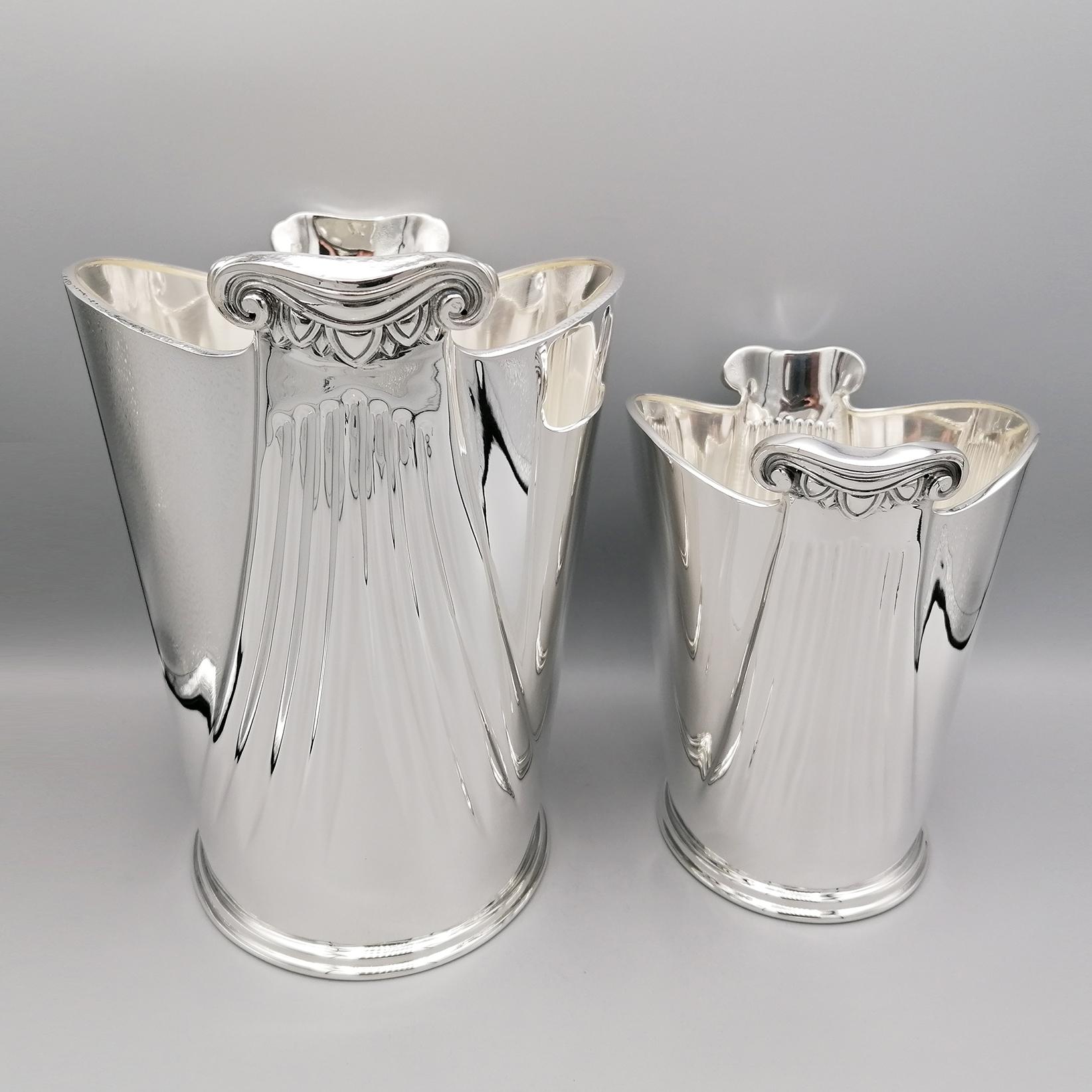 Hand-Crafted 20th Century Italian Sterling Champagne and Ice Buckets Neoclassical Style