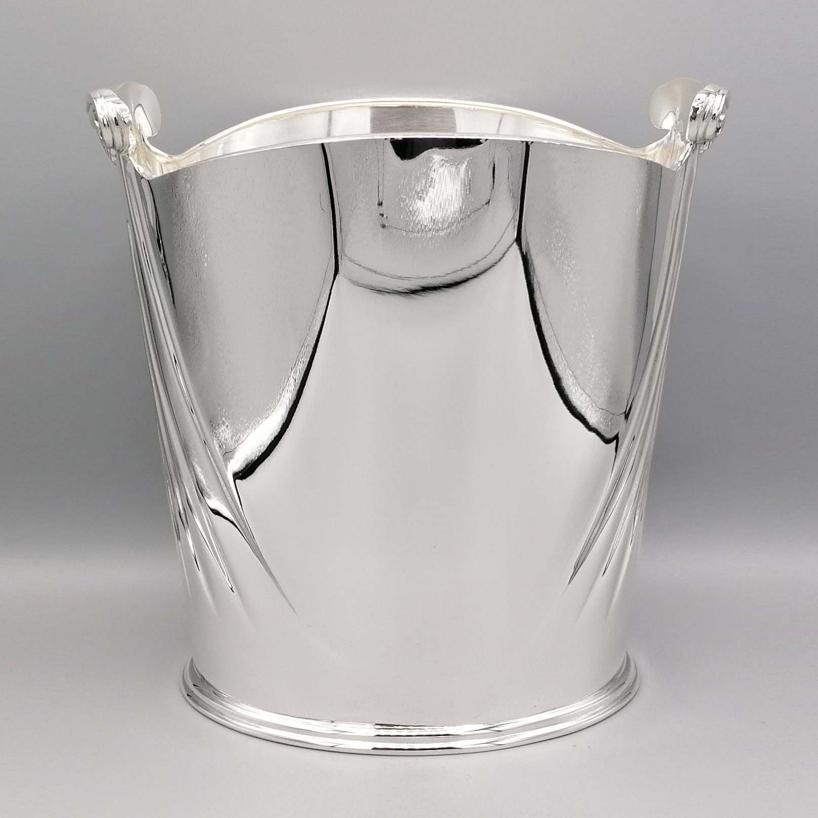 20th Century Italian Sterling Champagne and Ice Buckets Neoclassical Style In Excellent Condition In VALENZA, IT
