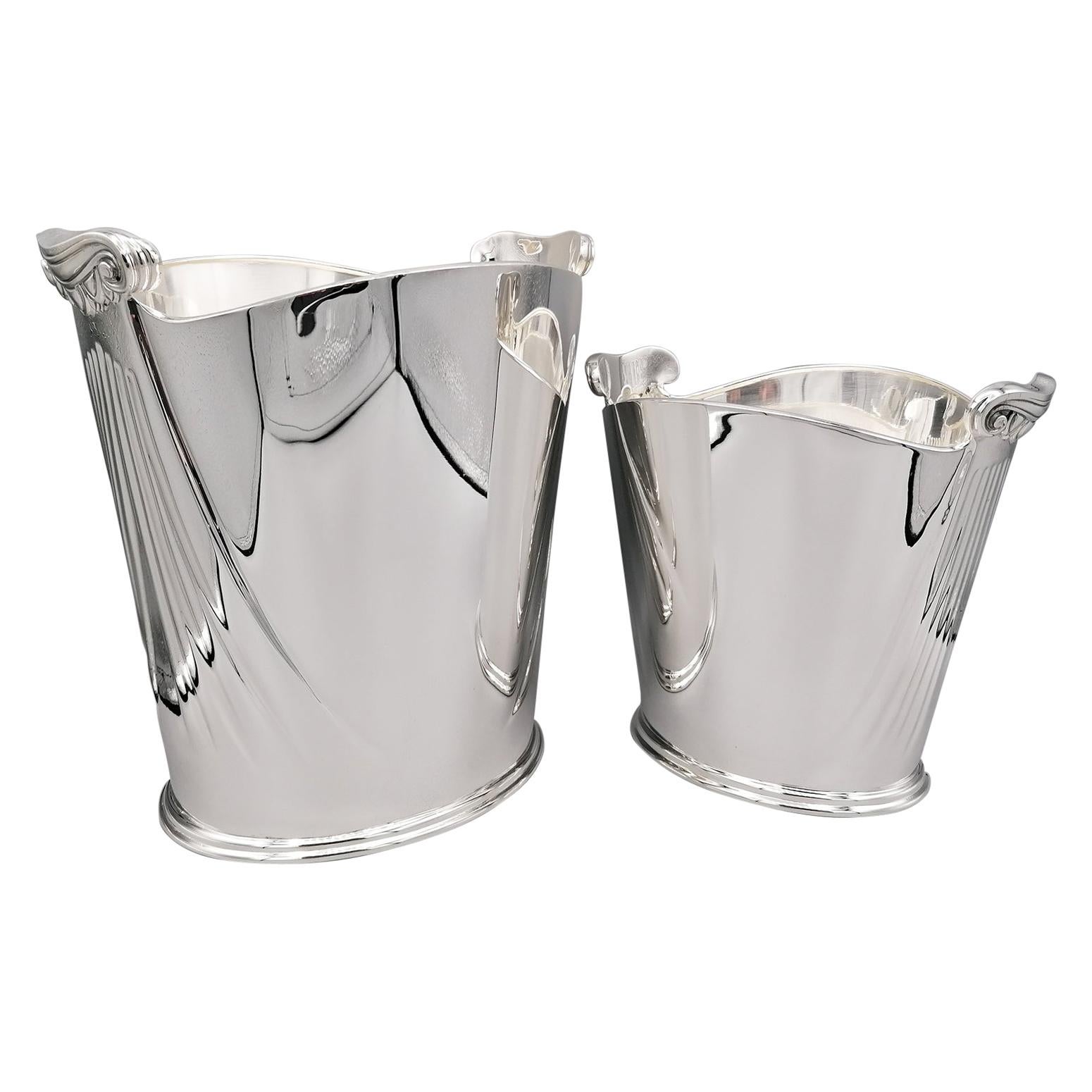 20th Century Italian Sterling Champagne and Ice Buckets Neoclassical Style