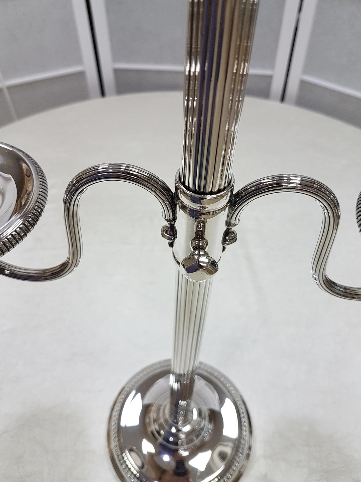 20th Century Italian Sterling Silver 3 Lights Telescopic Candelabra For Sale 3