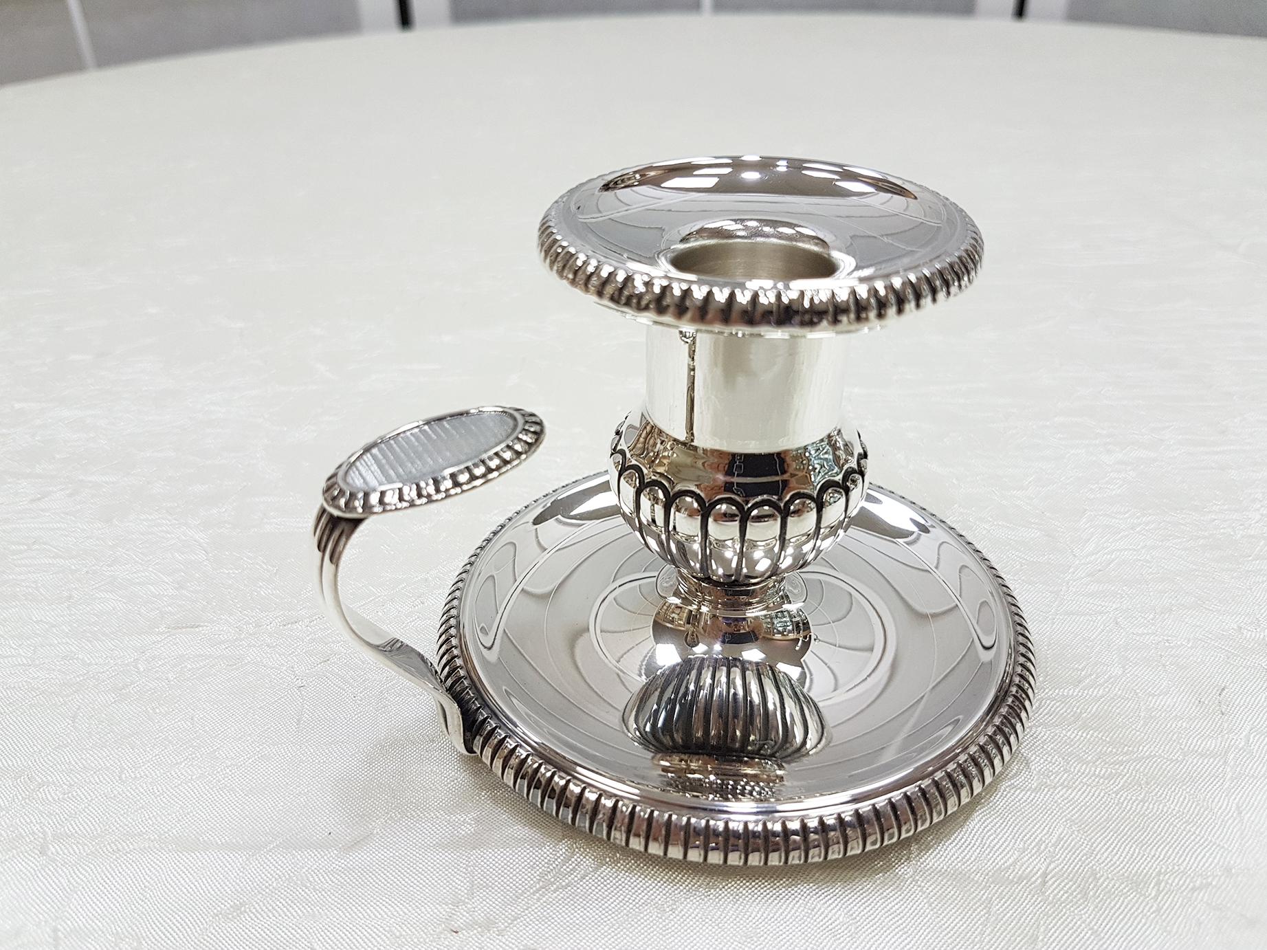 20th Century Italian Sterling Silver 3 Lights Telescopic Candelabra For Sale 8