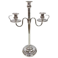 Candelabro telescópico de 3 luces de plata de ley italiana del siglo XX