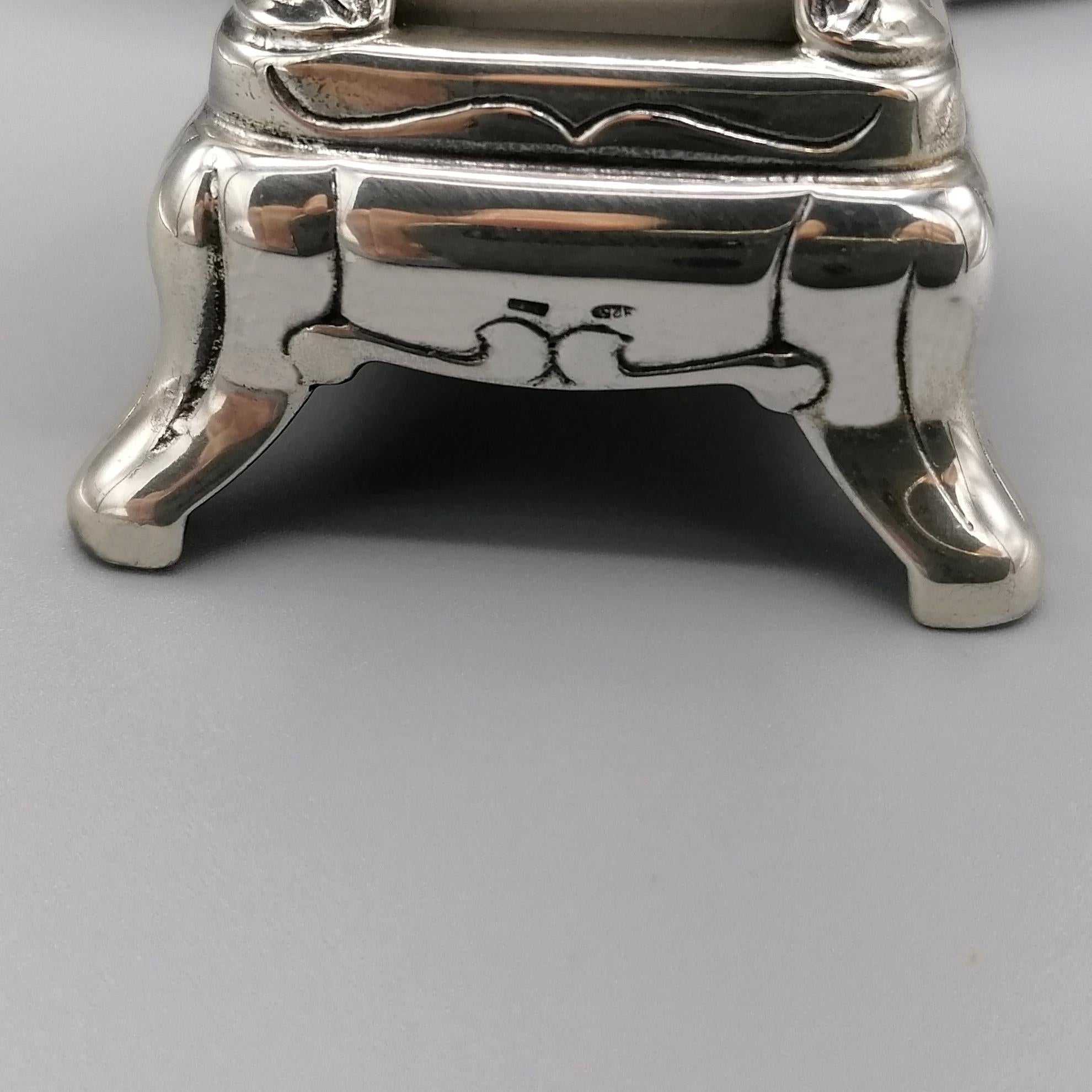 20th Century Italian Sterling Silver and Porcelain Miniature of Wood Stove For Sale 6