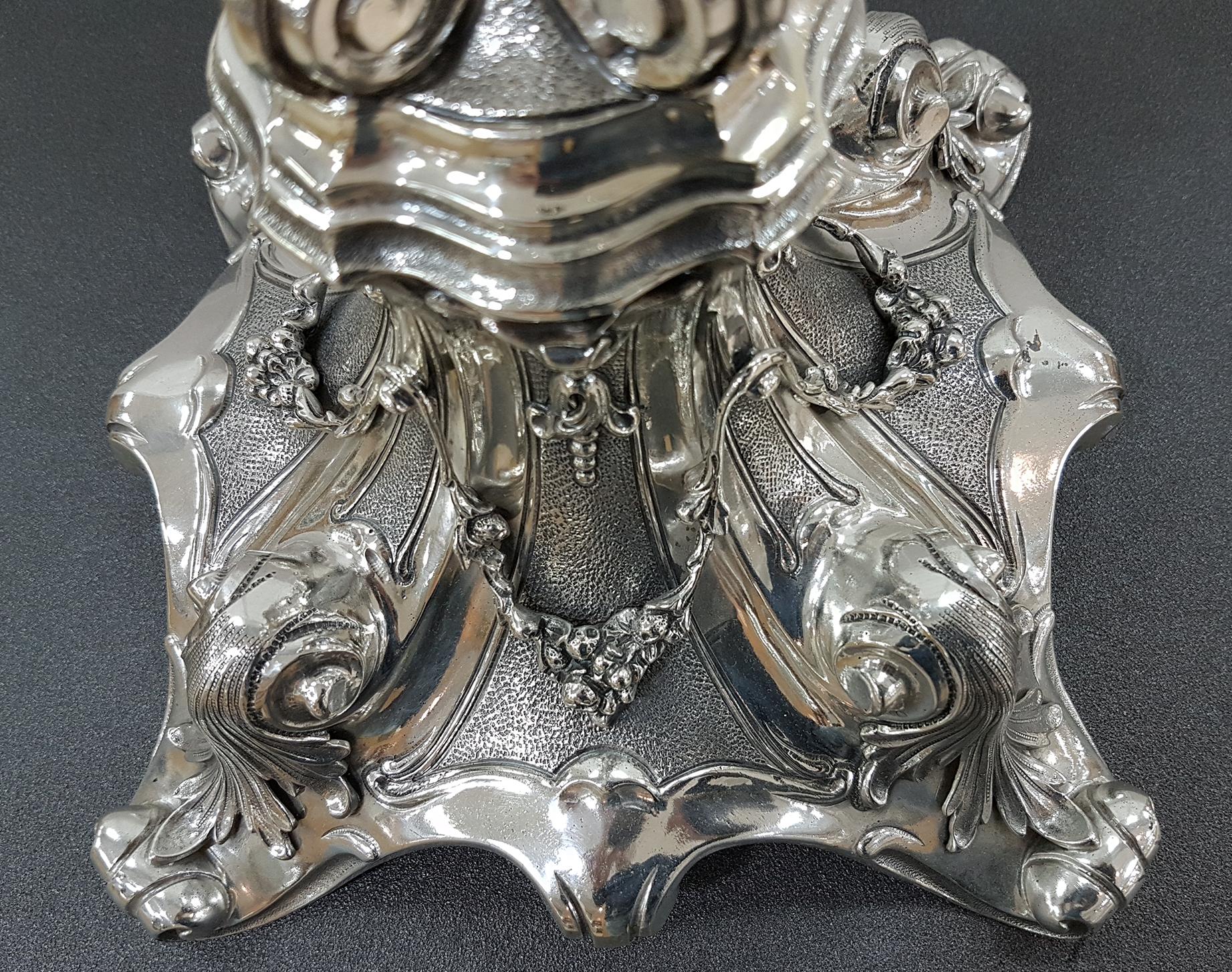 20. Jahrhundert Italienische Sterling Silber Barocco Stil Tischlampe im Angebot 6