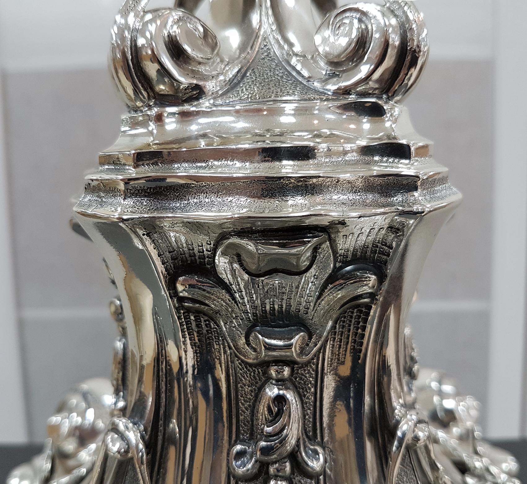 20. Jahrhundert Italienische Sterling Silber Barocco Stil Tischlampe im Angebot 8