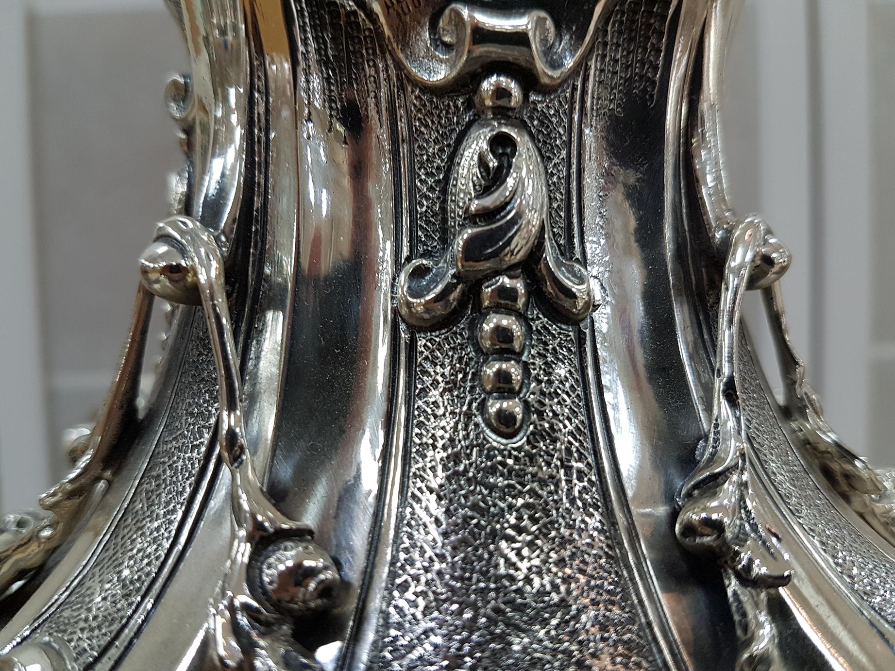 20. Jahrhundert Italienische Sterling Silber Barocco Stil Tischlampe im Angebot 9