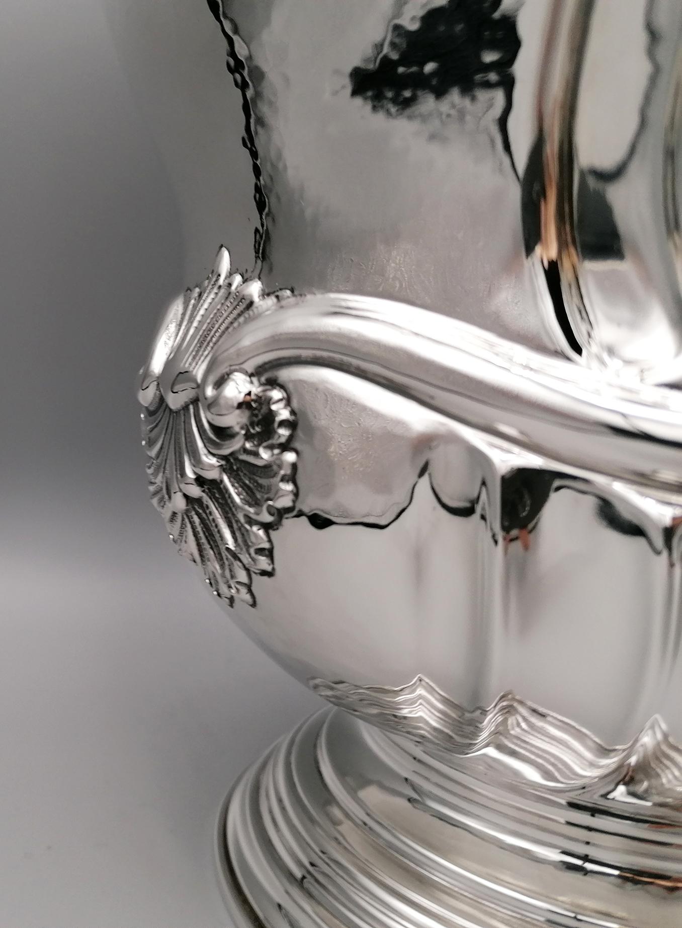 Cubitera de champán de plata de ley italiana del siglo XX, estilo barroco en venta 2