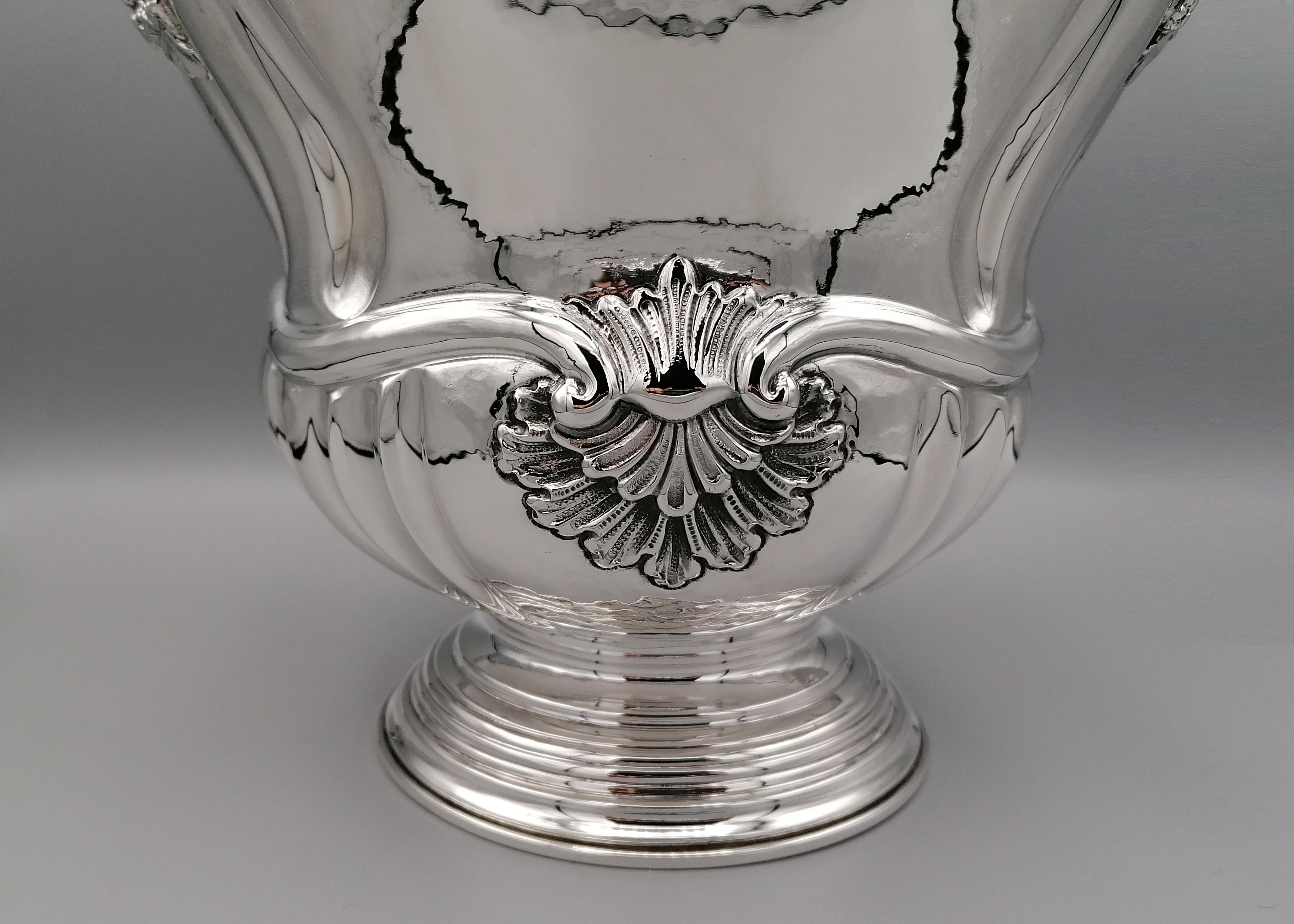 20th Century Italian Sterling Silver Baroque Style Champagne Bucket For Sale 10