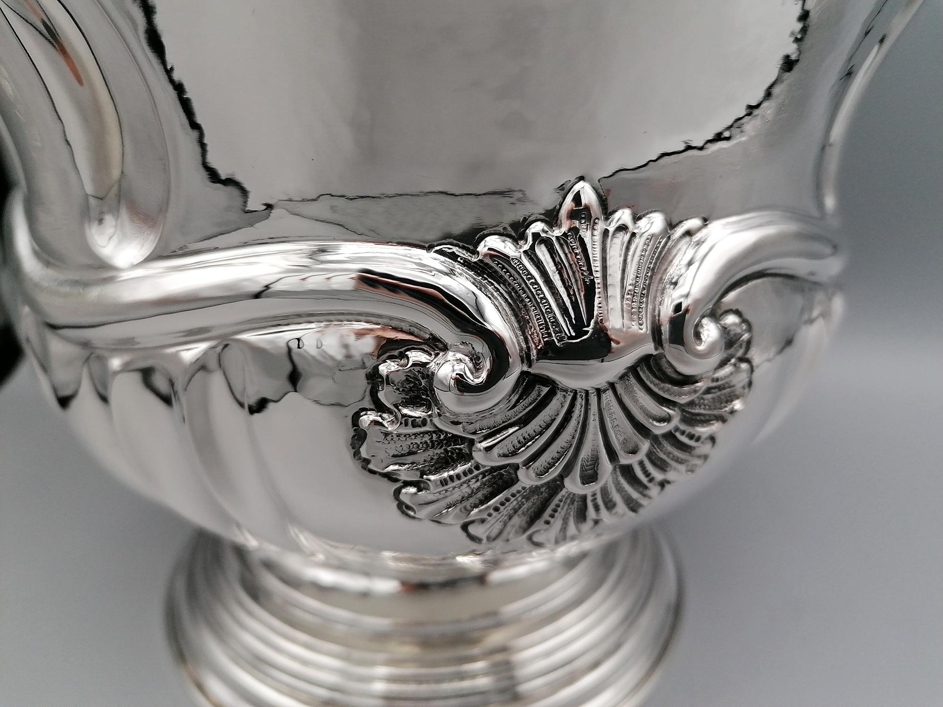20th Century Italian Sterling Silver Baroque Style Champagne Bucket For Sale 2