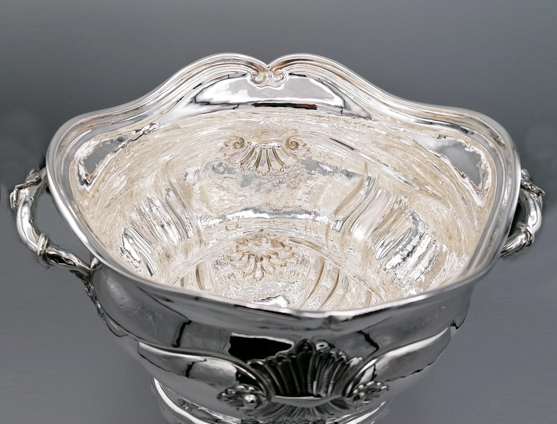 Cubitera de champán de plata de ley italiana del siglo XX, estilo barroco Plata esterlina en venta