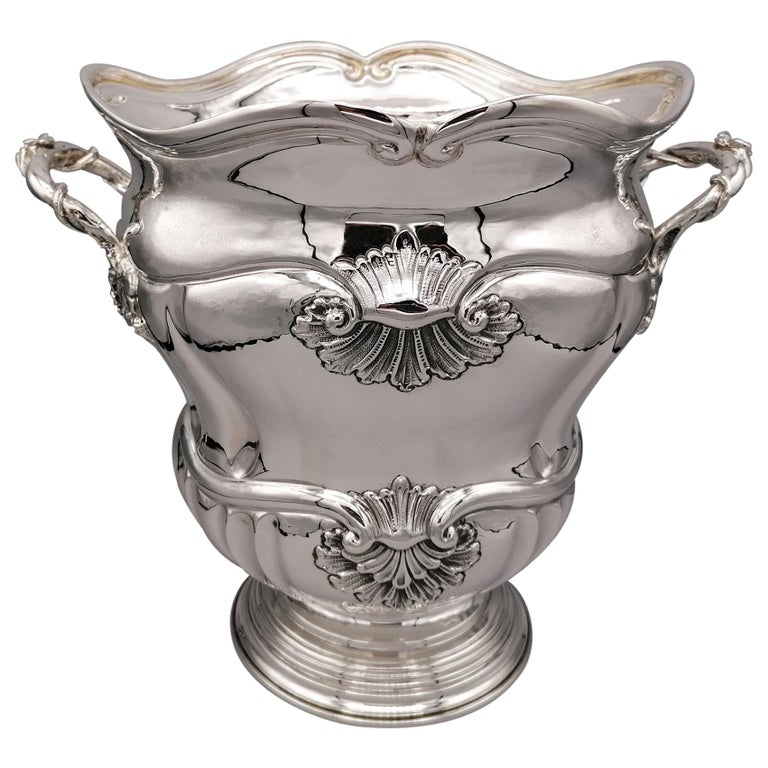 20th Century Italian Sterling Silver Baroque Style Champagne Bucket For