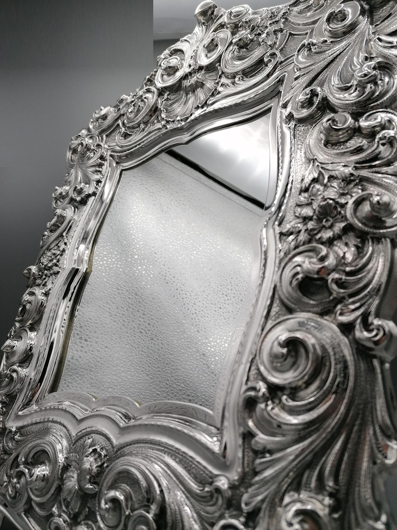 silver ornate mirror