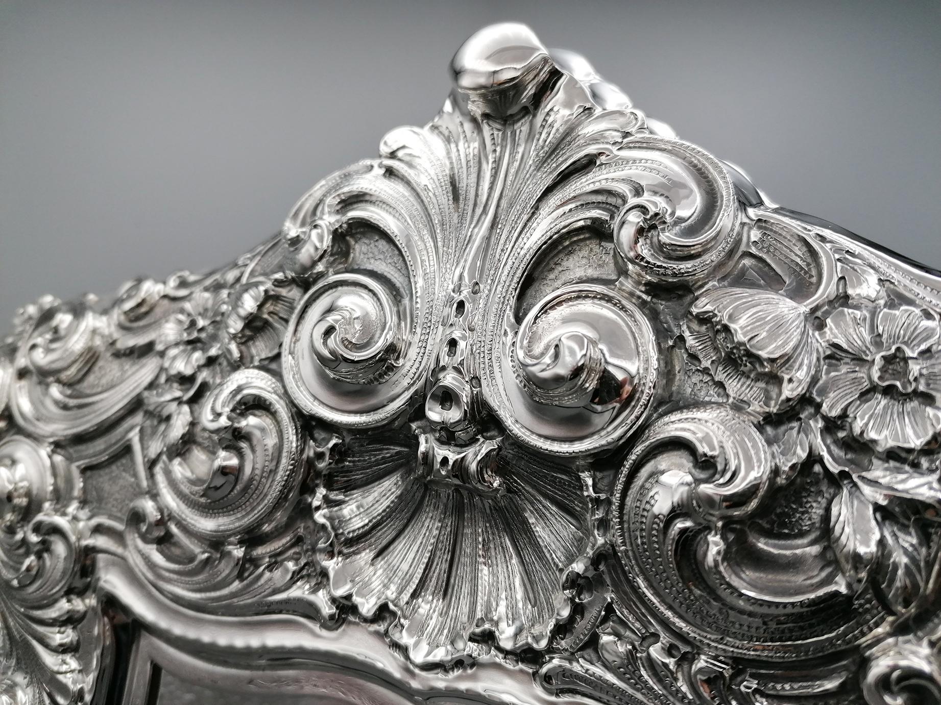 Specchio da tavolo in stile barocco in argento sterling del XX secolo In condizioni ottime in vendita a VALENZA, IT
