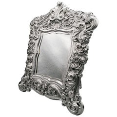 Vintage 20th Century Italian Sterling Silver Baroque Style Table Mirror