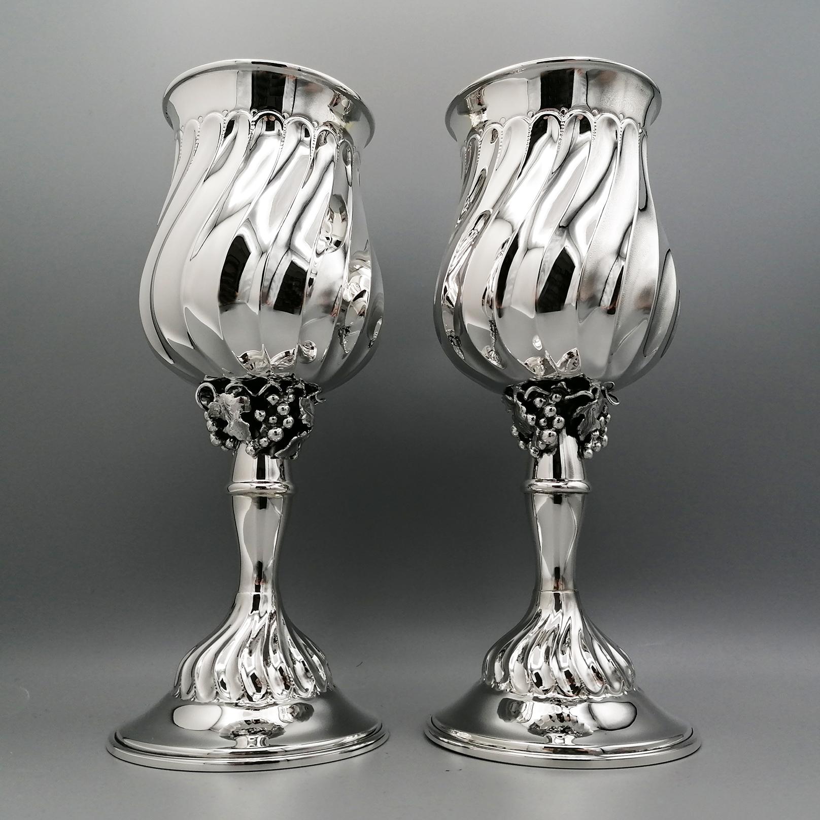 Cast 20th Century Italian Sterling Silver Beakers For Sale