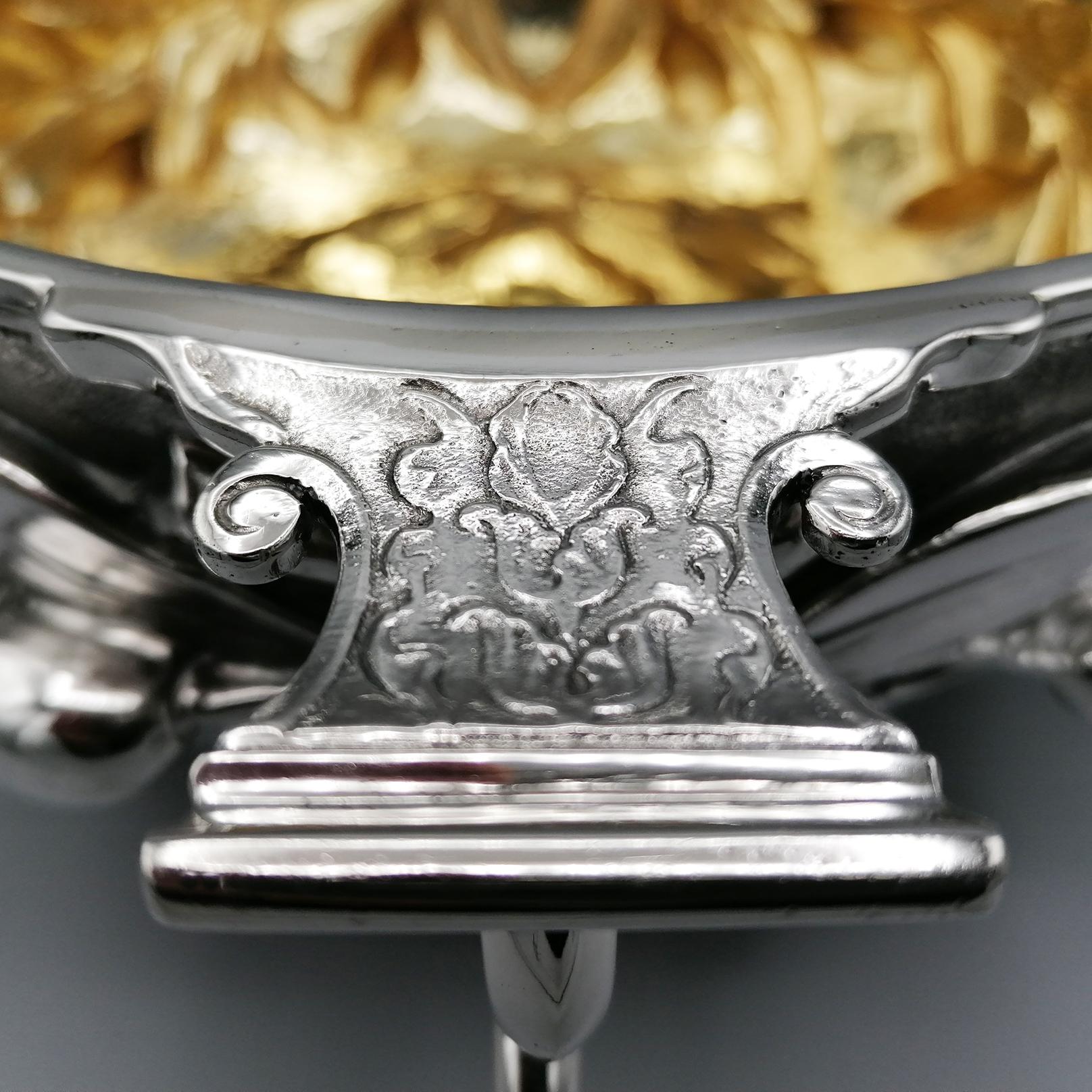 20th Century Italian Sterling Silver Bowl with Handles, Roman Replica 3