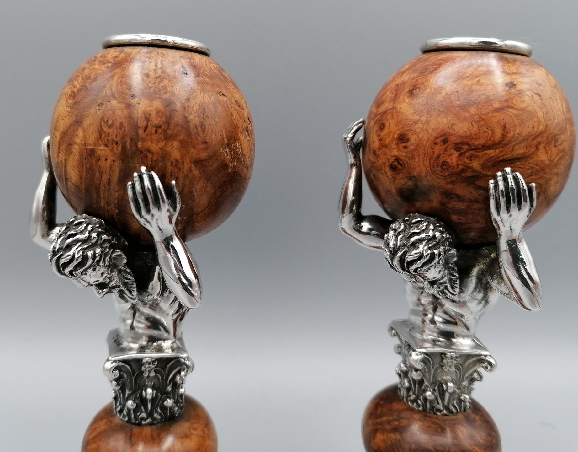 20th Century Italian Sterling Silver Caldlesticks In Excellent Condition For Sale In VALENZA, IT