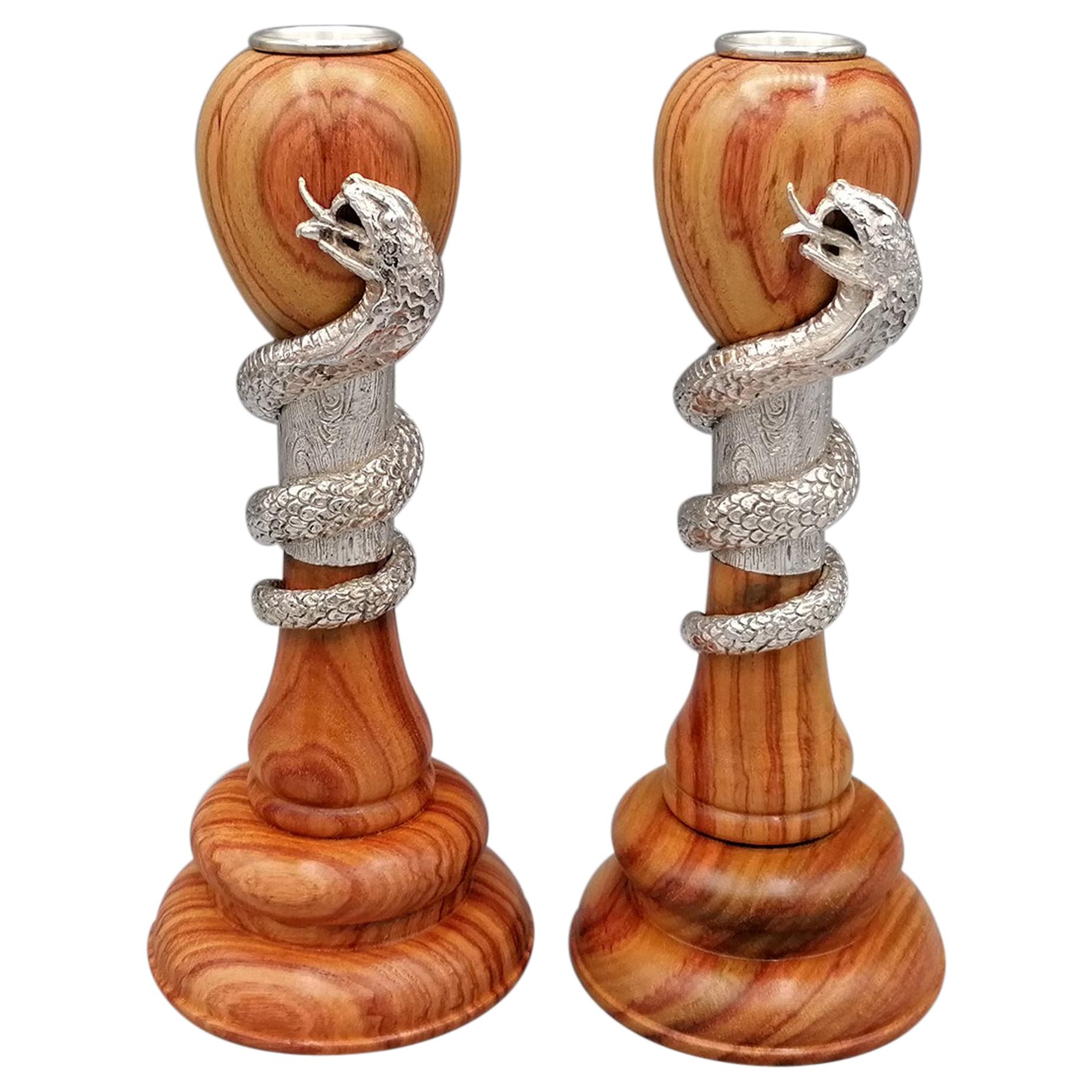 Candeleros italianos de plata de ley del siglo XX