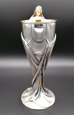 20th Century Italian Sterling Silver Chalice with Vergin Mary Wrapping the Cup