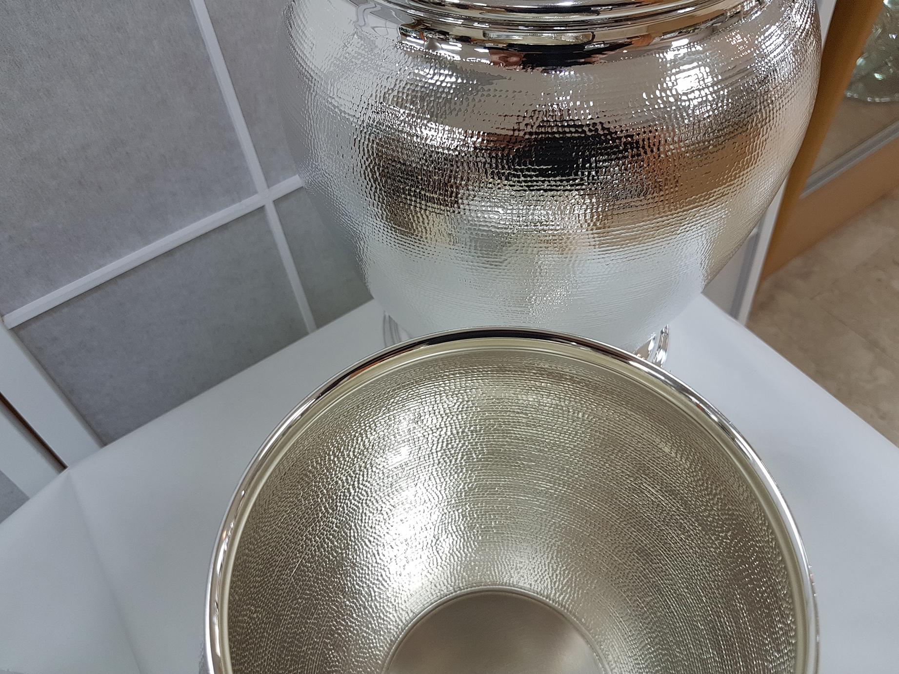 20th Century Italian Sterling Silver Champagne and Ice Bucket For Sale 6