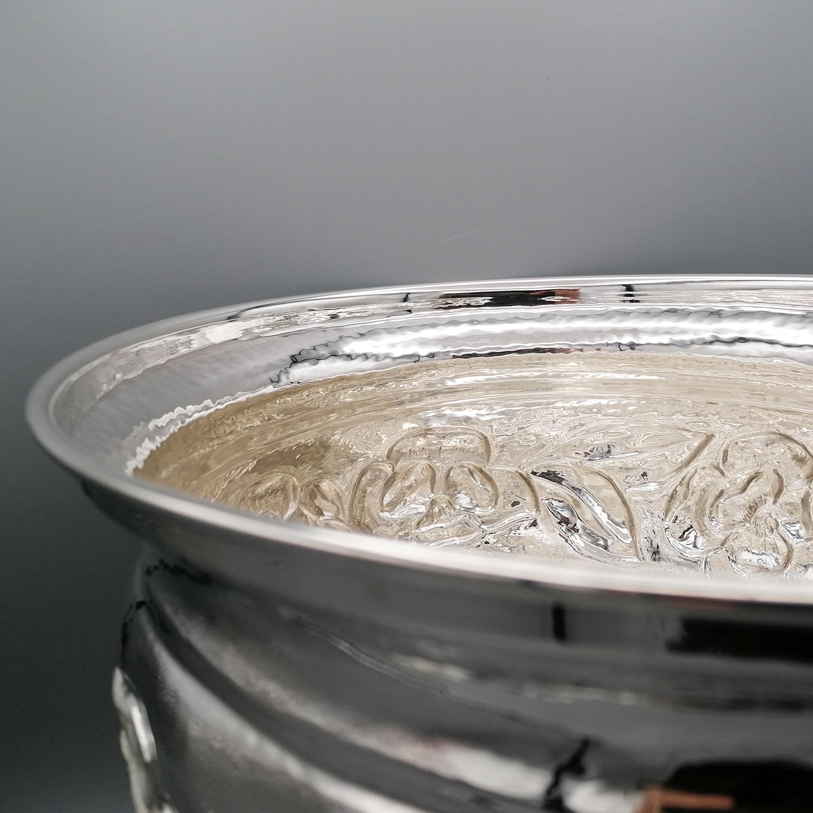 Hand-Crafted 20th Century Italian Sterling Silver Champagne Bucket For Sale