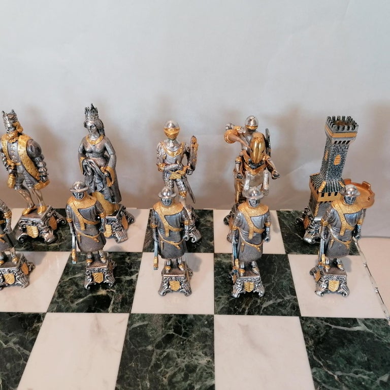 Medieval Venetian Period Gold and Silver Themed Chess Board