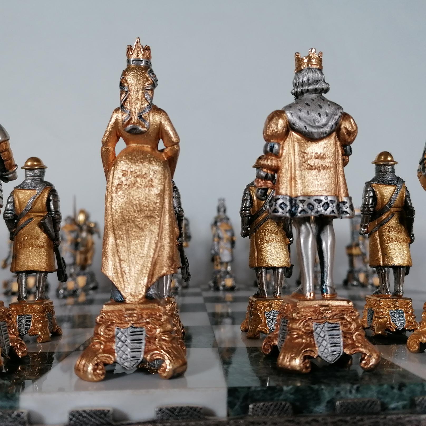 20th Century Italian STERLING SILVER Chess Board SILVER GOLD PLATED Chess Game 8