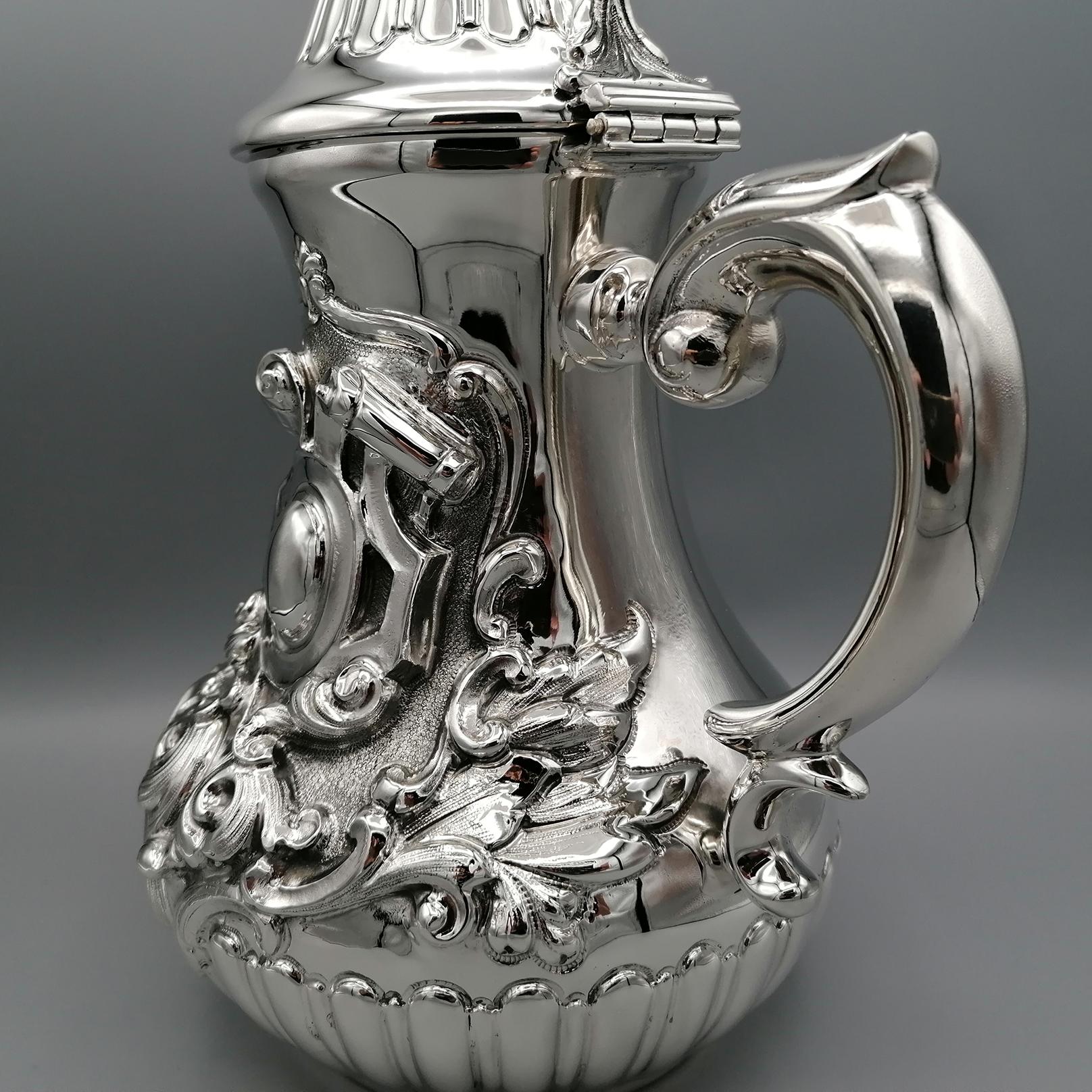 20th Century Italian Sterling Silver Chiocolate Pot For Sale 4