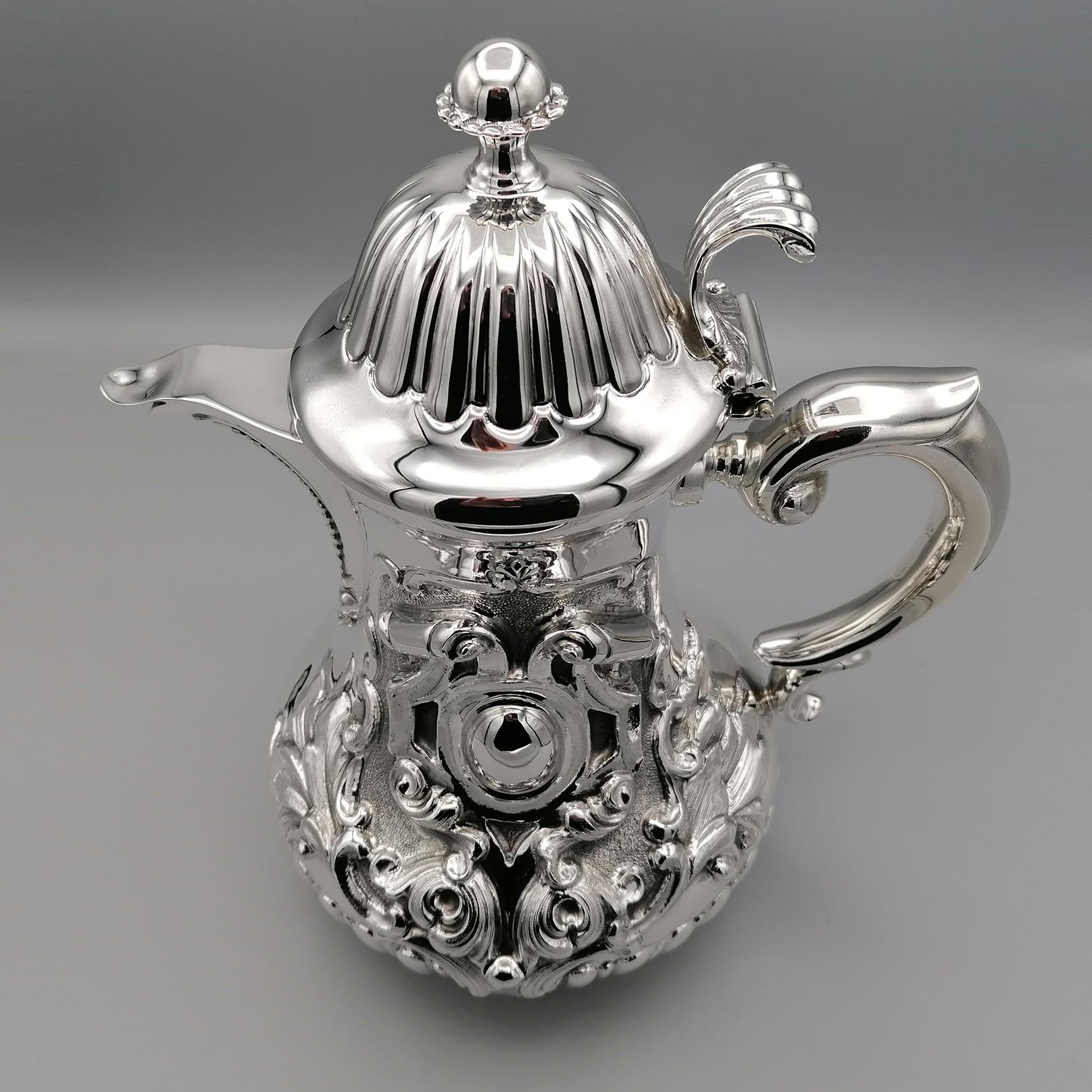 20th Century Italian Sterling Silver Chiocolate Pot For Sale 9