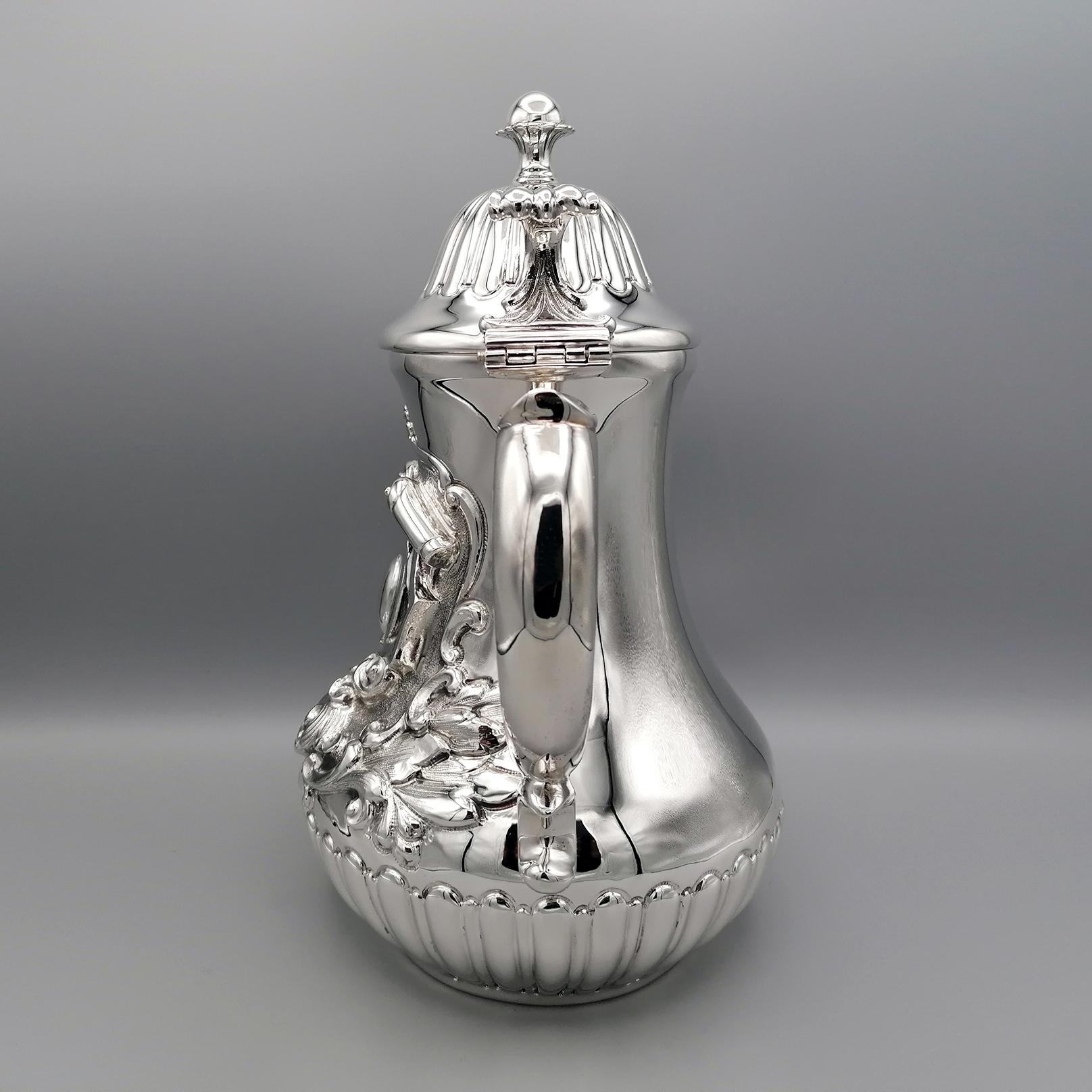 Baroque 20th Century Italian Sterling Silver Chiocolate Pot For Sale