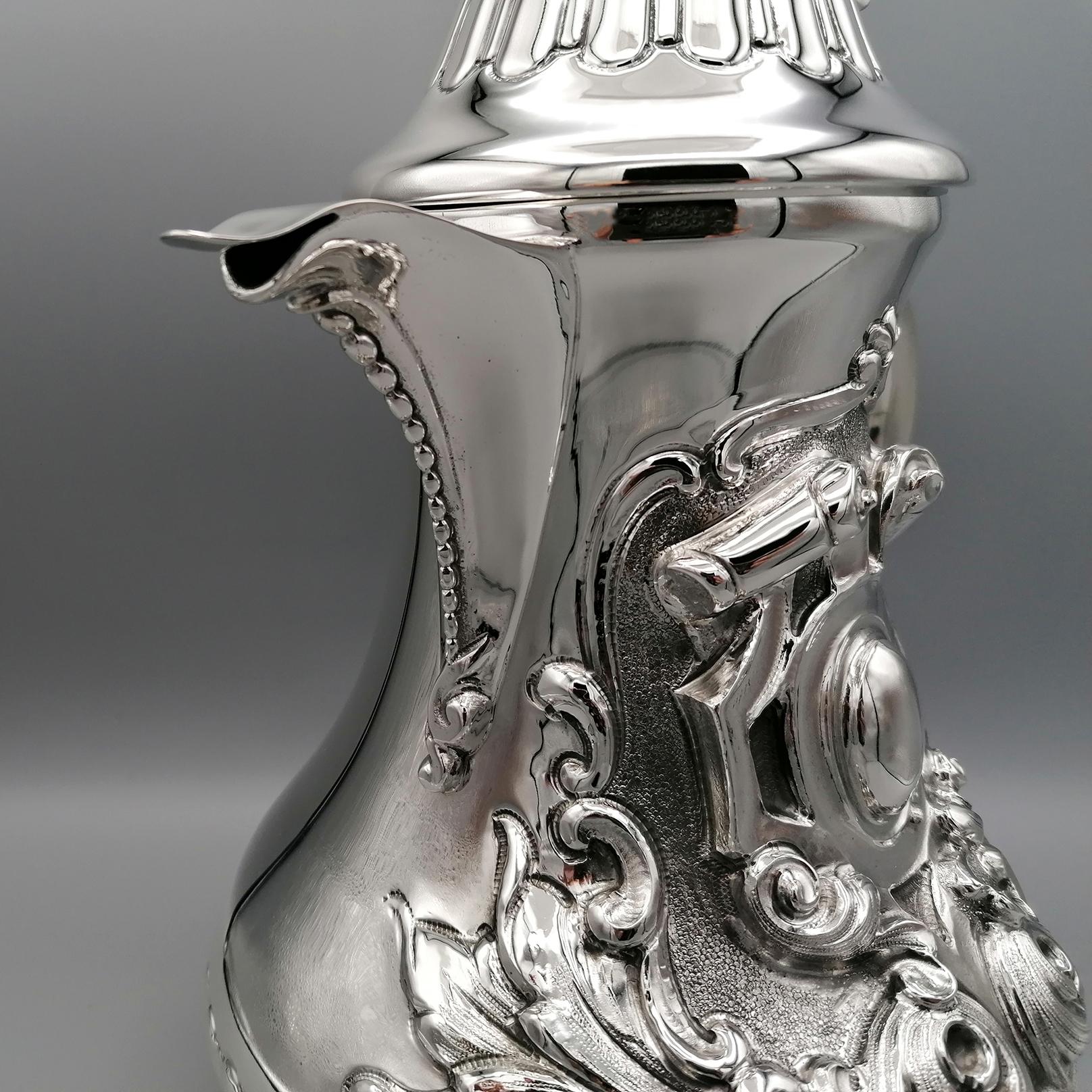 20th Century Italian Sterling Silver Chiocolate Pot For Sale 3