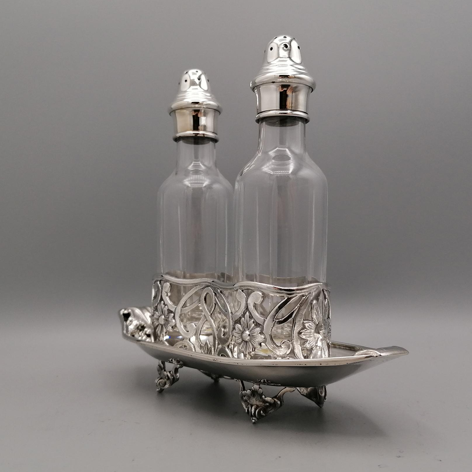 20th Century Italian Art Nouveau - Liberty replica Sterling Silver - Cruet Set  For Sale 9