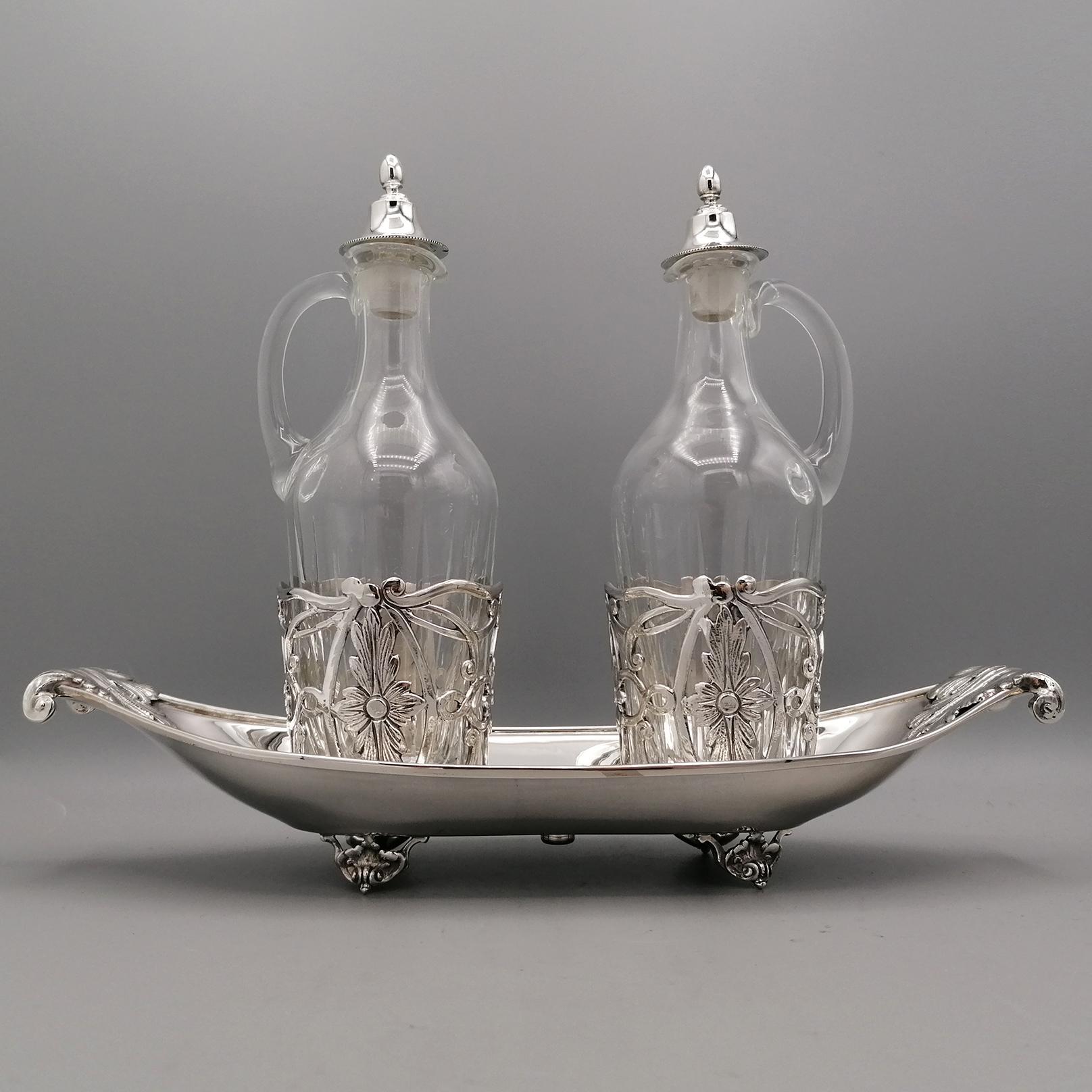 20th Century Italian Art Nouveau - Liberty replica Sterling Silver - Cruet Set  For Sale 2