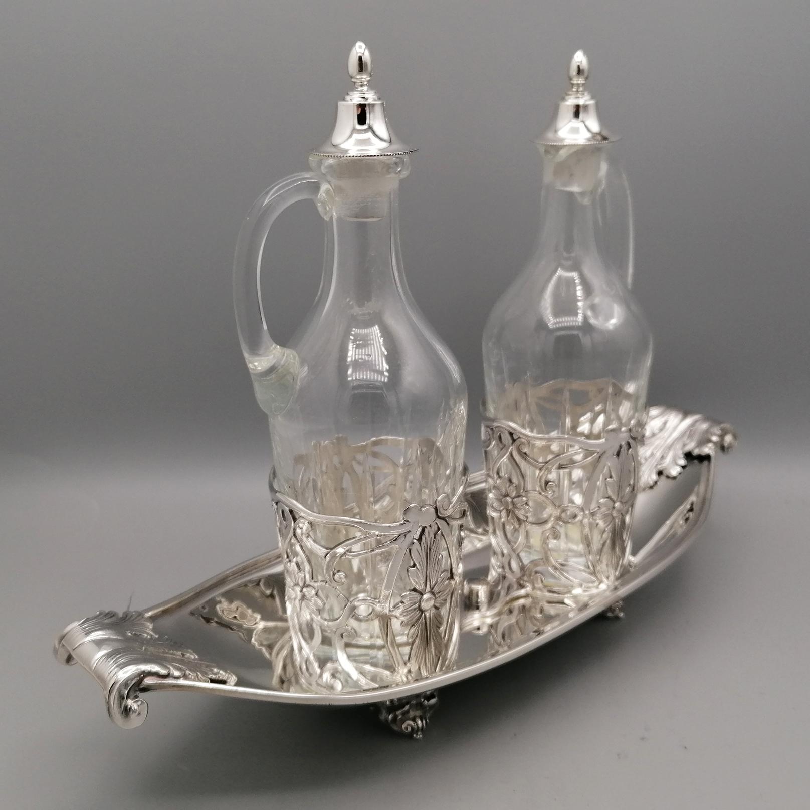 20th Century Italian Art Nouveau - Liberty replica Sterling Silver - Cruet Set For Sale 4